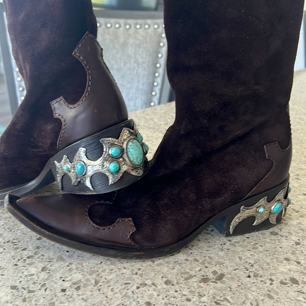 Giuseppe Zanotti brown suede cowboy boots 6.5